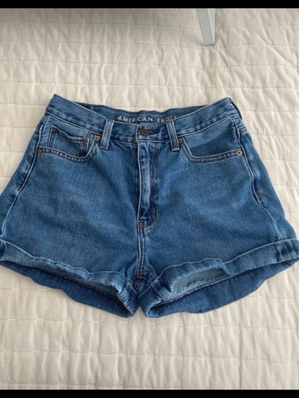 American Eagle Outfitters Medium Blue Denim Roll-Hem Shorts